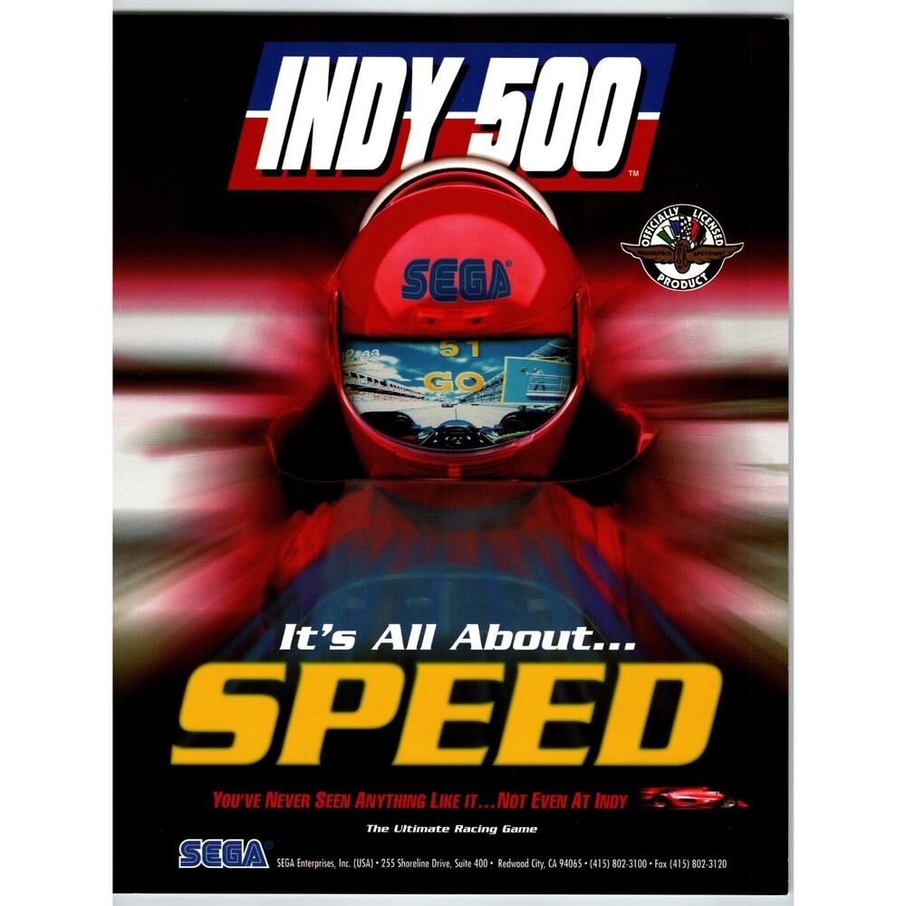 Indy 500 Arcade Flyer Original Unused Video Game Auto Sports Car Racing Art 1995